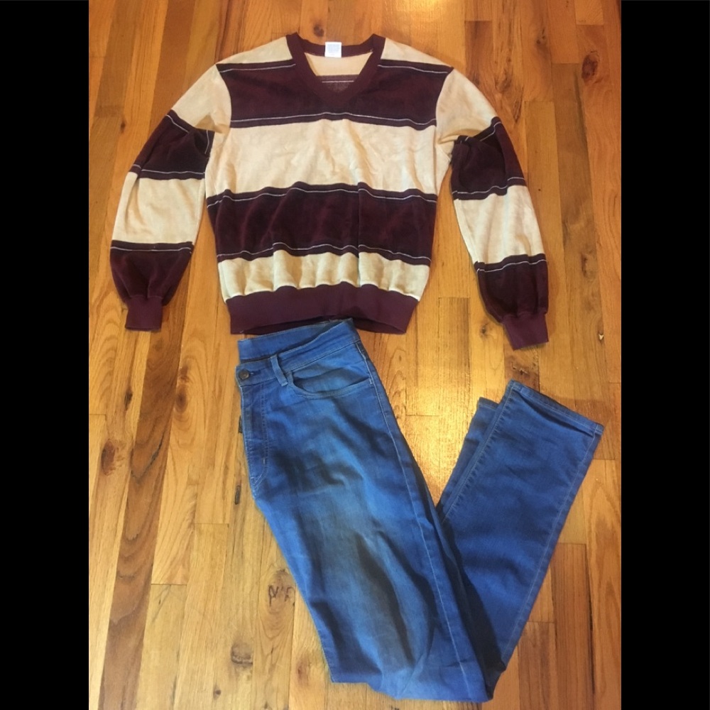 70’s Vintage V-neck Velour Sweater